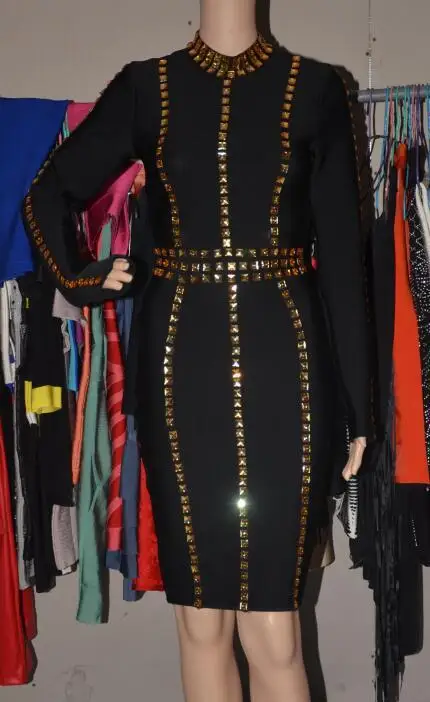 Блестящие Красота Новинка 2017 года черный Бисер с длинным рукавом Элегантная