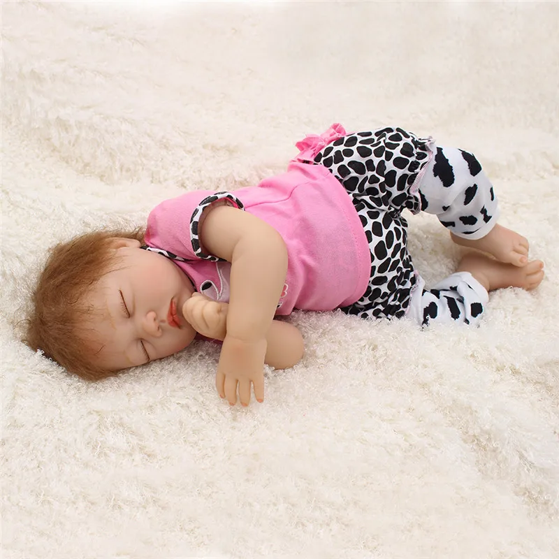 

18 inch Silicone reborn sleeping baby dolls lifelike babies realistic kawaii doll real gift girls vinyl alive toy