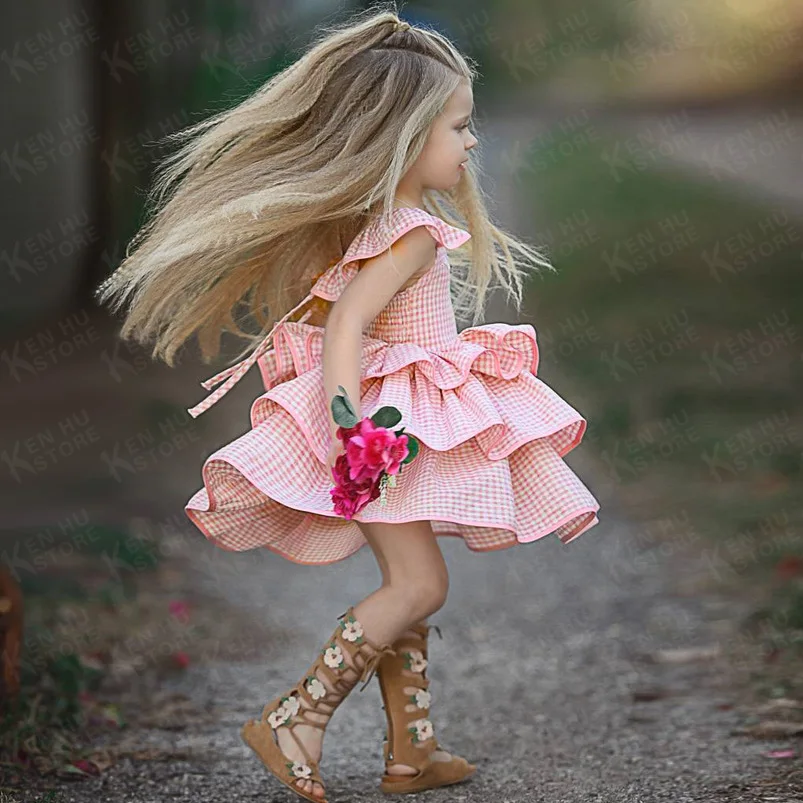 2 to 7 years old Princess Plaid Dress Baby Girls Dresses Costume Children 2018 Kids Clothing for Birthday Party | Детская одежда и