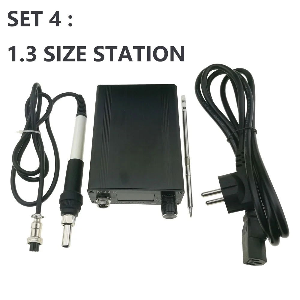 SET 4 KSGER STM32 OLED 1,3 0,96 Размер T12 DIY паяльная станция с русским корейским английским китайским T12-B2 паяльником - Цвет: SET 4