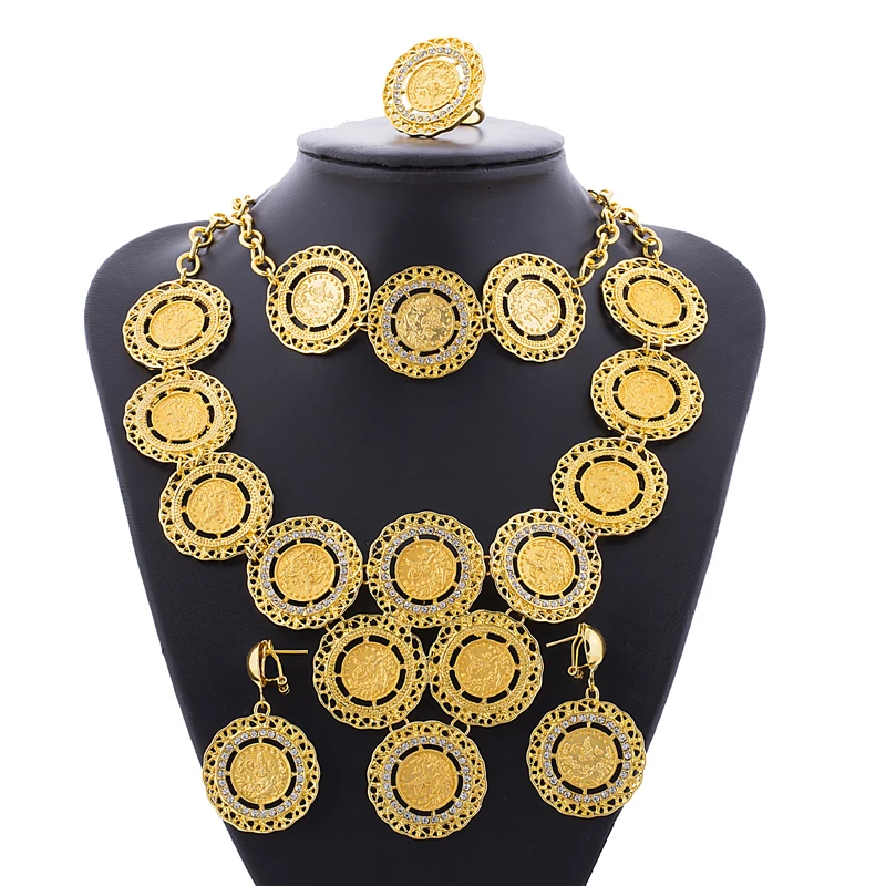 Ethlyn индейки монета ожерелье/серьги/Кольцо/браслет Ювелирные наборы для женщин