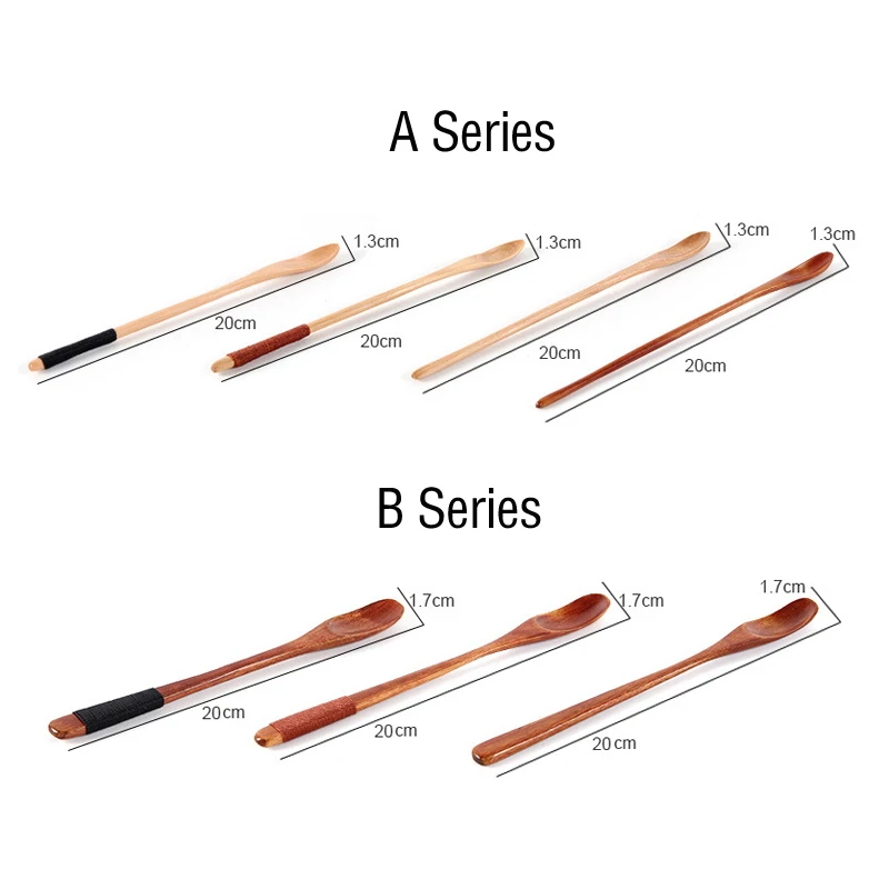 BalleenShiny Wooden Dessert Spoon Long Handle Wiring Coffee Stir Honey Milktea Scoop Cute Tableware Jam Cream Milktea Tools