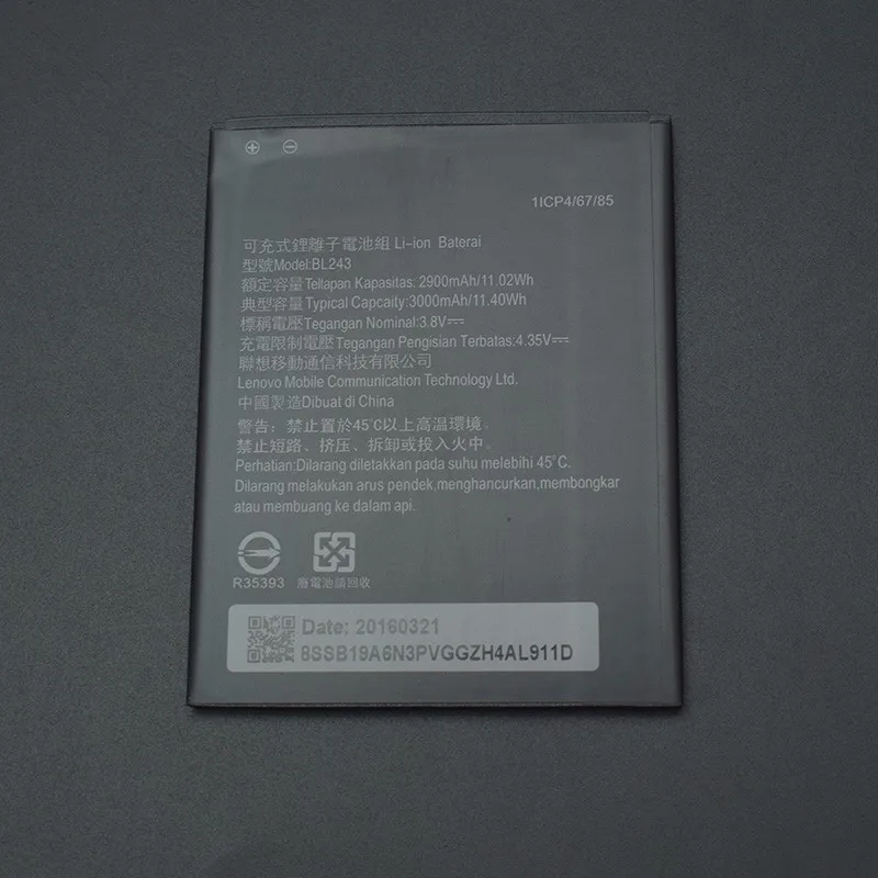 Для Lenovo K3 Note Battery BL243 battery High Capcaity 2900mAh для Lemon K50 T5 A7000 Li Ion Replacement|battery for lenovo|battery fora7000 |
