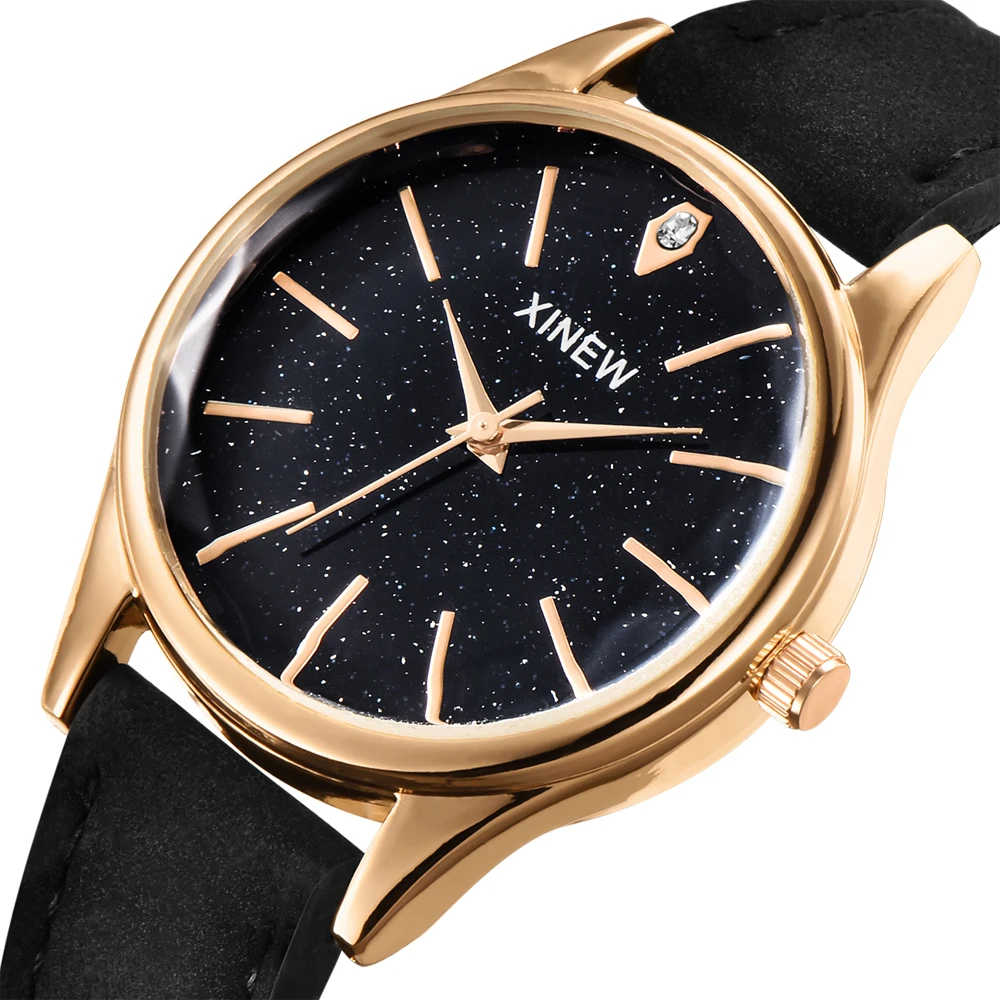 

XINEW Brand Watches Women Leather Band Quartz Watch Girls Fashion Simple Gifts Wristwatches Ladies Cheap Watch Relogio Feminino