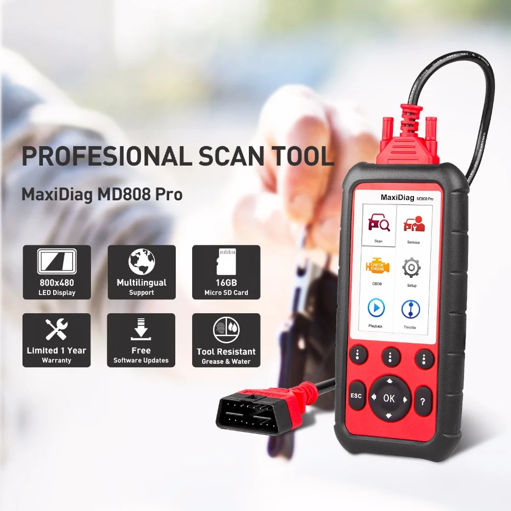 Autel Maxidiag MD808 PRO OBD2 OBD Полный система автомобиля diagnsotic инструмент поддержки BMS/масло
