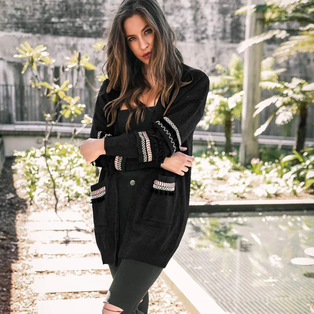 Элегантный женский кардиган пальто осенне-зимняя теплая верхняя одежда