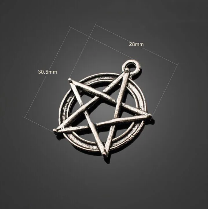 200 шт антикварные серебряные круглые подвески в виде звезд-DIY фурнитура Ожерелье