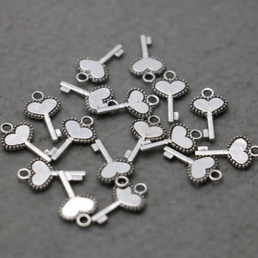 

10PCS Machining metal parts Fittings for Accessory key Alloy Hardware DIY Jewelry Making Design Silver-plate Findings 17*10mm