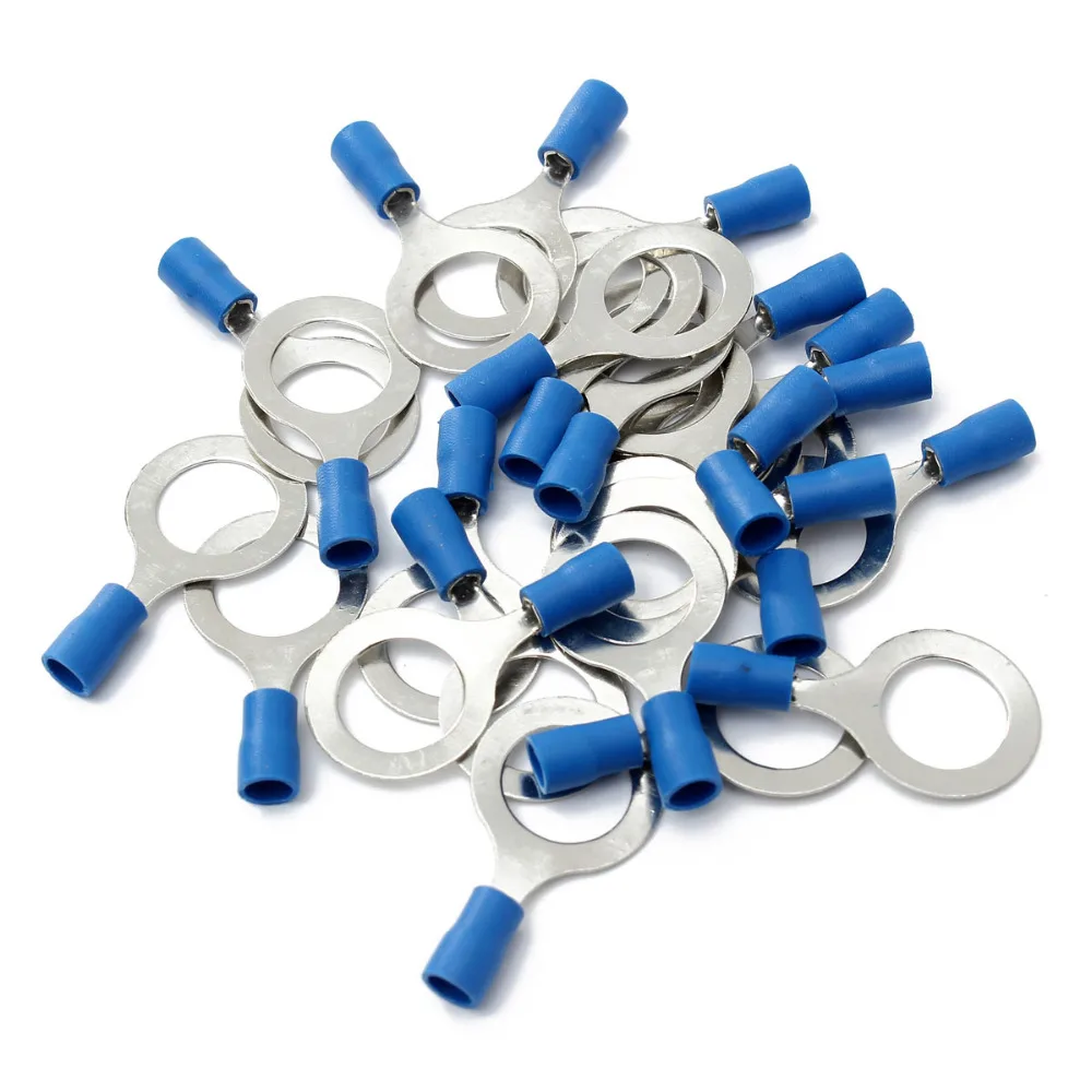 Новое поступление 25 шт. синие резиновые ПВХ клеммы изолированный Кольцевой