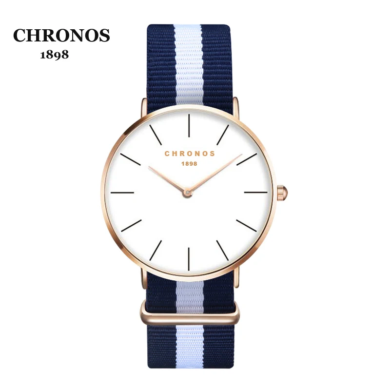 Часы CHRONOS 1898 унисекс часы с нейлоновым ремешком Мужские кварцевые наручные