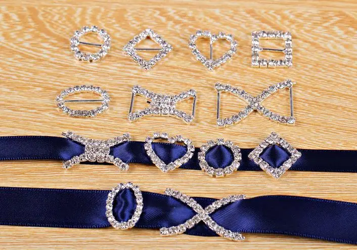 

18-30mm 100pcs/lot Diamond ribbon clasp metal rhinestone buckle wedding embellishment gift packing DIY accessory