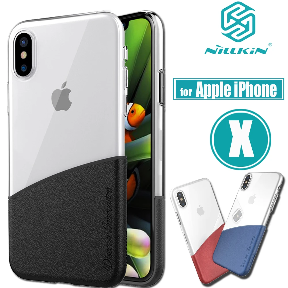 Nilkin для iPhone X чехол Nillkin половина Ясно Мягкие TPU & Hard ПК Бизнес кожа телефон назад
