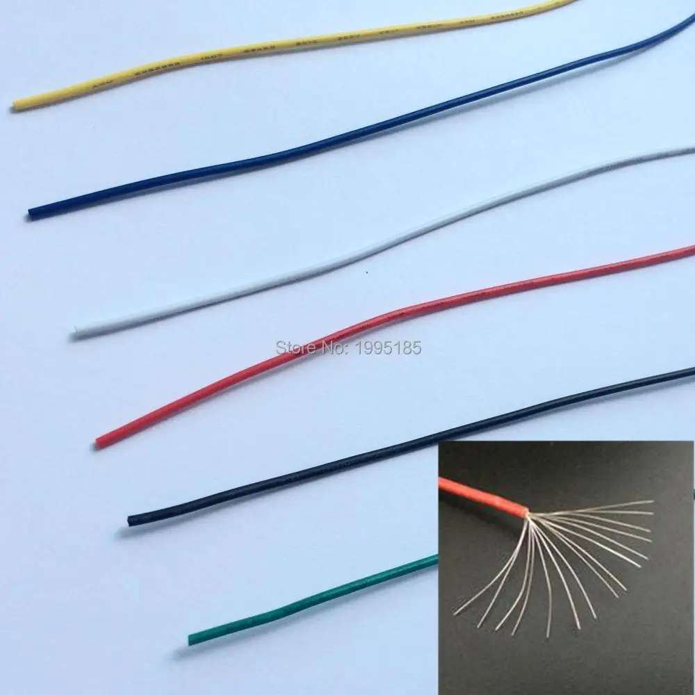

10m/Yellow electronic wire 1007 22AWG 22# 17strands tin plated copper wire, 300v 80 C PVC wire
