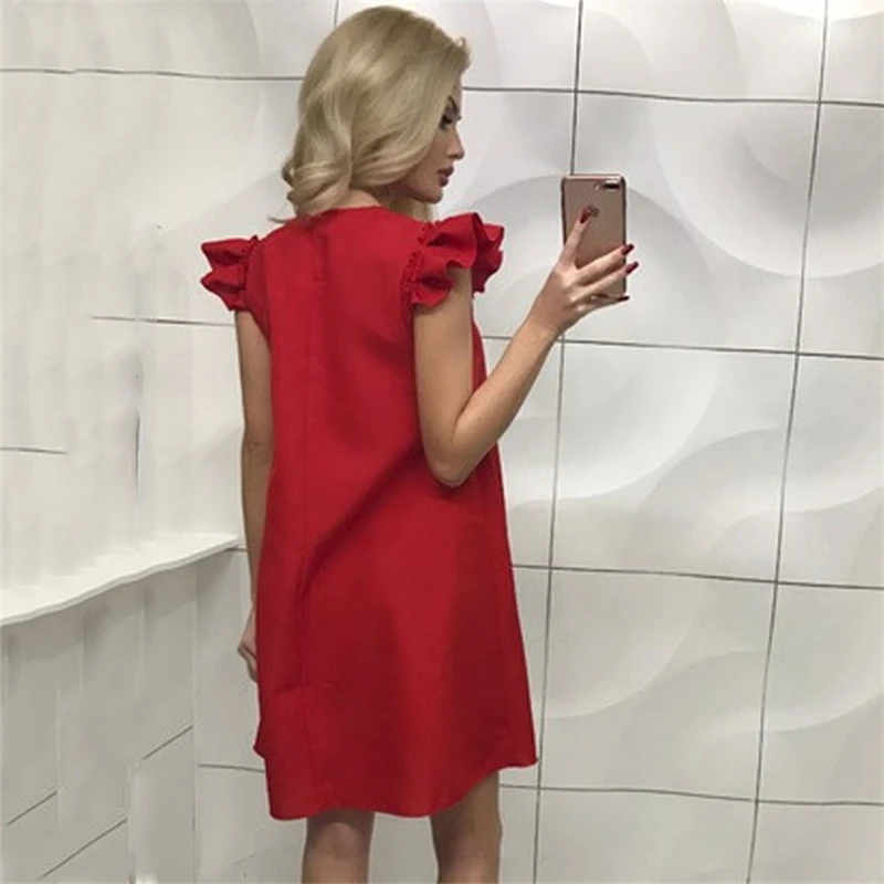 Новое поступление Лето 2017 г. Для женщин пикантные милые мини платье красные
