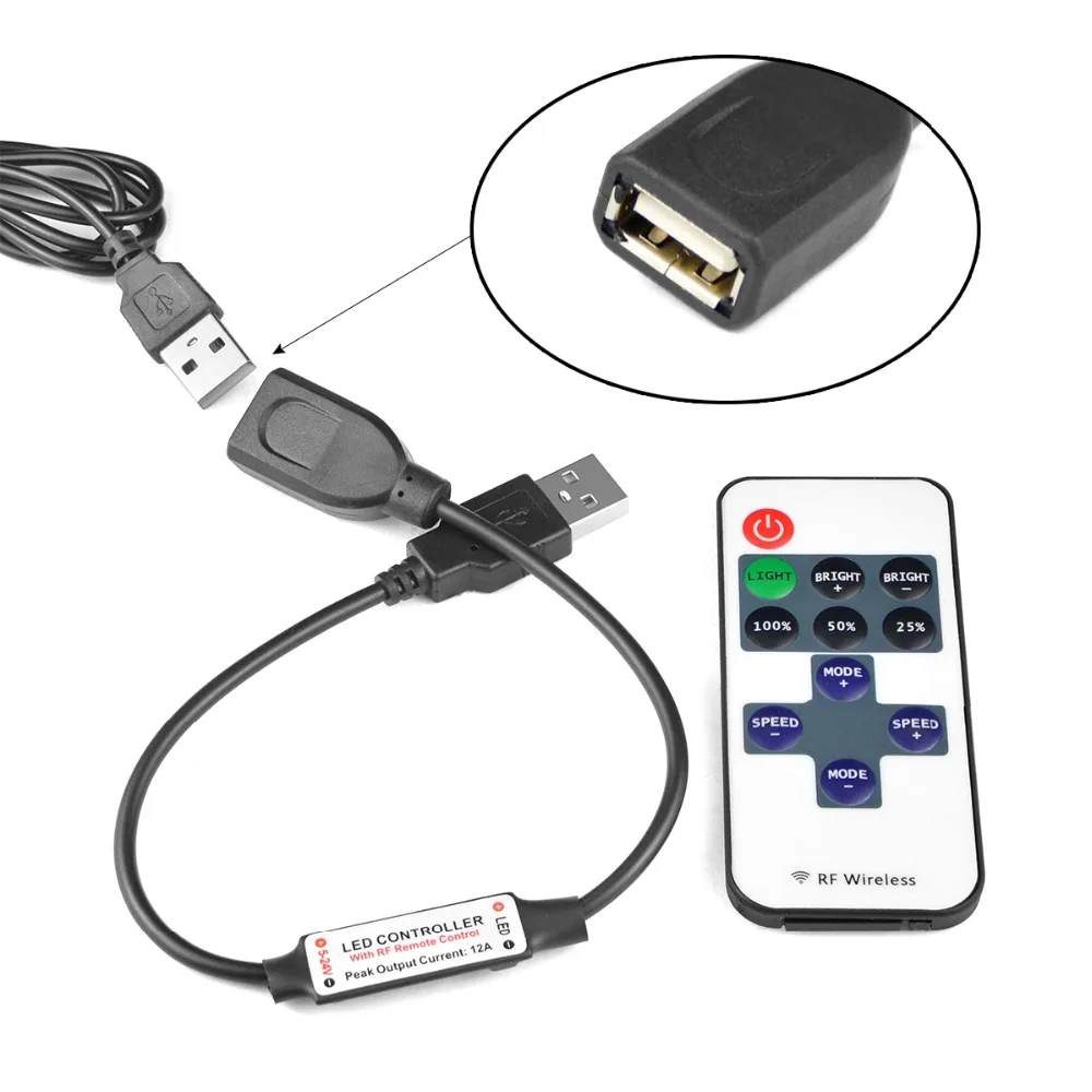 Светодиодная лента с USB питанием 5 В водонепроницаемая регулируемой яркостью 1 м 2