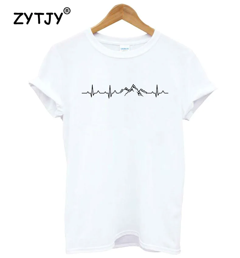 Женская футболка с принтом heartbeat хлопковая Повседневная забавным для женщин Yong