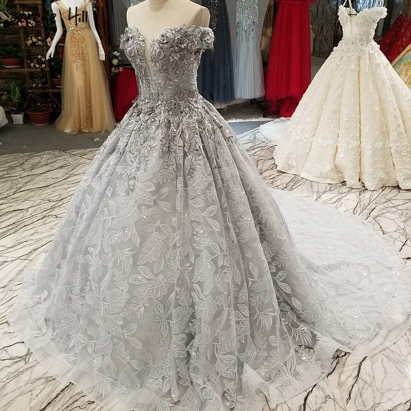 Серое роскошное сексуальное вечернее платье с открытыми плечами 2019 ручная