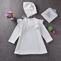 new brand autumn baby girls sweater dresscap 2pcs girls 0 5yrs infant knitted girl kids dress cotton long sleeve clothes