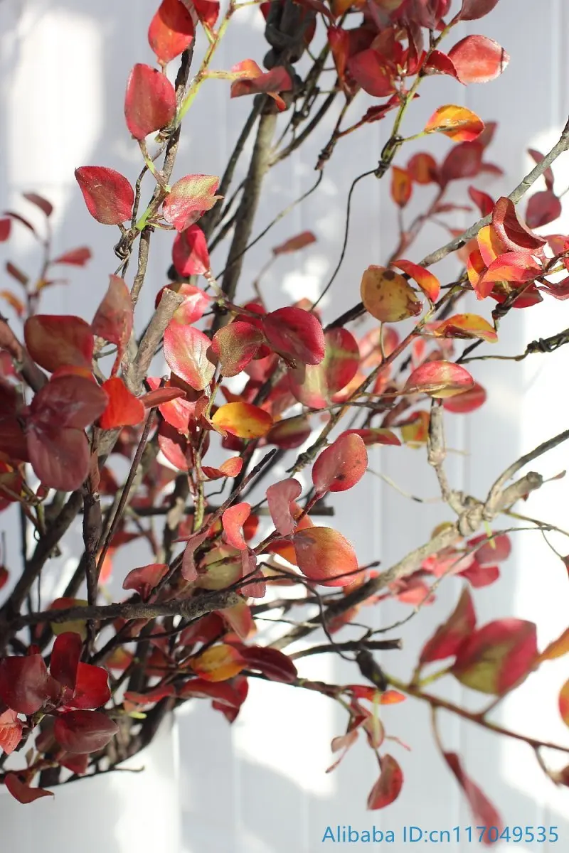 1 шт. высушенная ветка из пластика с красивыми искусственными красными листьями