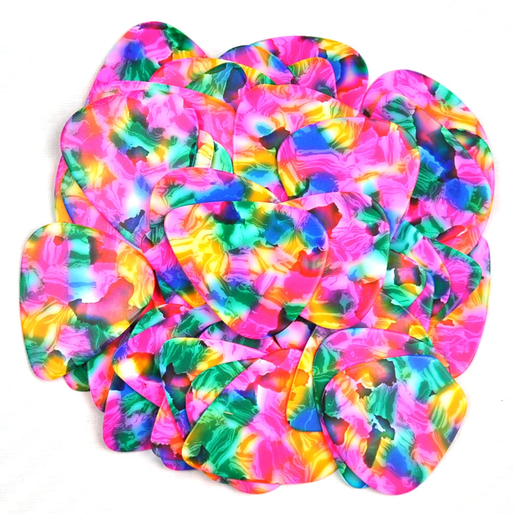 

50 pcs New Nedium 0.71mm Tie Dye Blank Guitar Picks Plectrums Celluloid No Print