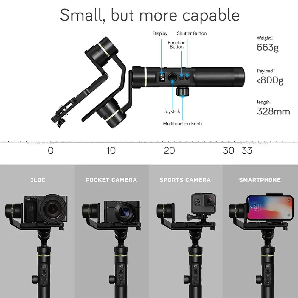 FeiyuTech Feiyu G6 Plus камера Gimbal смартфон стабилизатор для беззеркальной камеры s Gopro Hero 7 6 5 sony RX0 iphone samsung s8