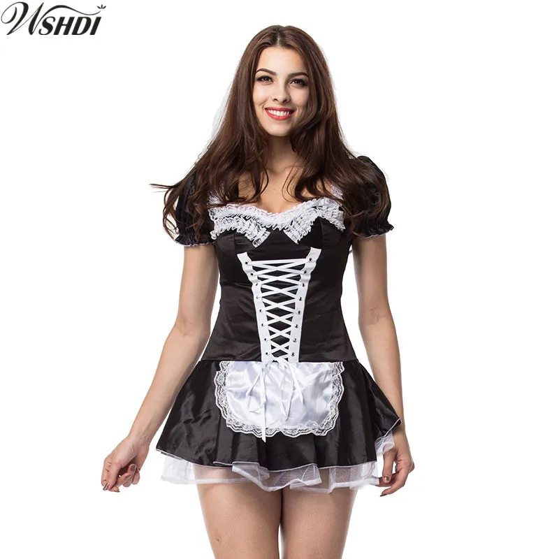 

S-XXXL Hot Sexy French Apron Maid Costume Uniform Adult Women Halloween Cosplay Maid Servant Lolita Fancy Dress