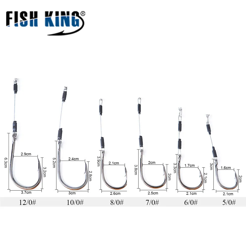 FISH KING 1 упаковка крючков для джиггинга с 100 150LBs полиэтиленовой леской размер 5/0 # 12/0