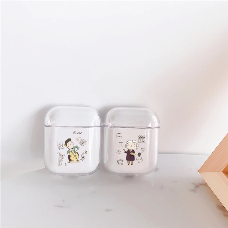 Прозрачный чехол для наушников с милым мультипликационным принтом s Apple Airpods