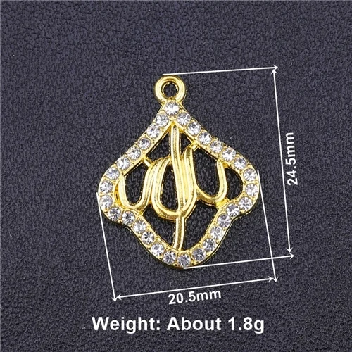 Gold 5 Pieces Товары для ювелирных изделий, Cz Стразы, серебро, Бог, мусульманский полумесяц, шарм, соединитель, аксессуары для исламских ювелирных изделий, сделай сам - Цвет: Gold 5 Pieces