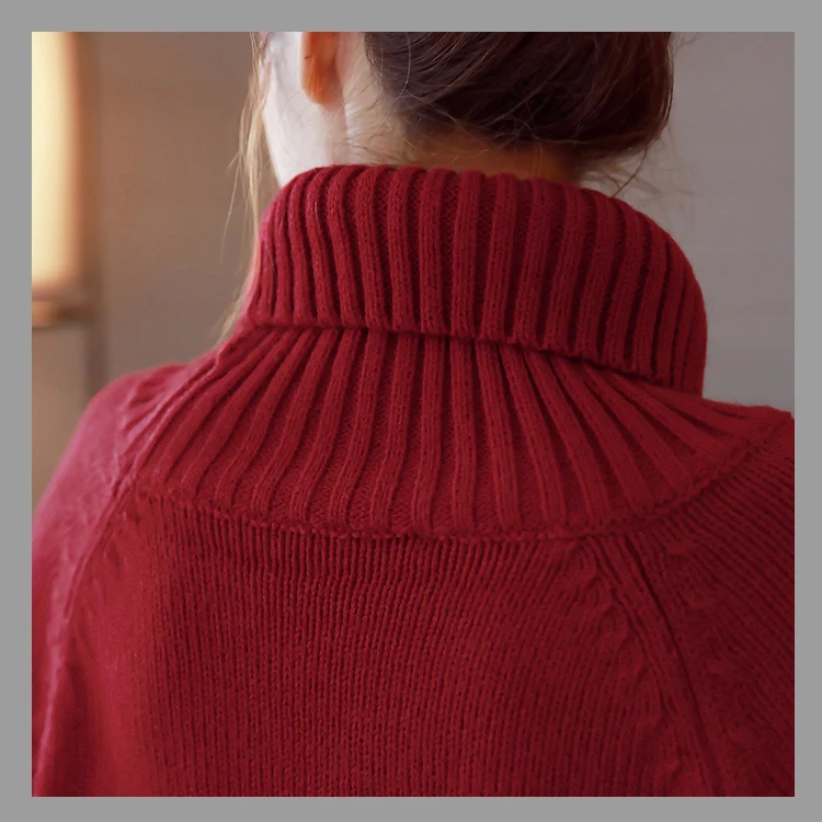 Cozimastarla New Womens Capes and Ponchoes Shawl Cape Coat Bat Sleeve Turtleneck Sweater Loose Autumn Winter Cloak Plus Size | Женская