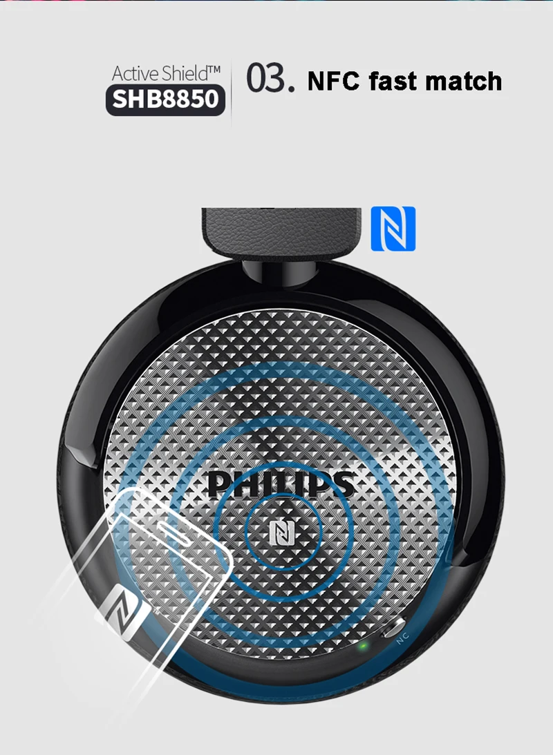 Оригинальные Беспроводные Наушники Philips SHB8850 с активным шумоподавлением, Bluetooth, NFC, гарнитура с микрофоном, официальная проверка