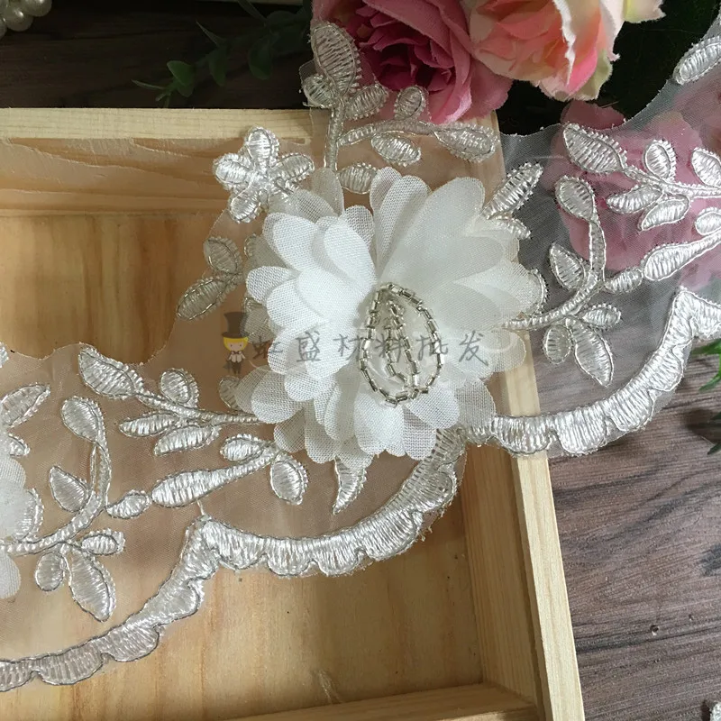 1 ярдов/партия 11 см с золотым кружевом вышивкой изысканное кружево в форме