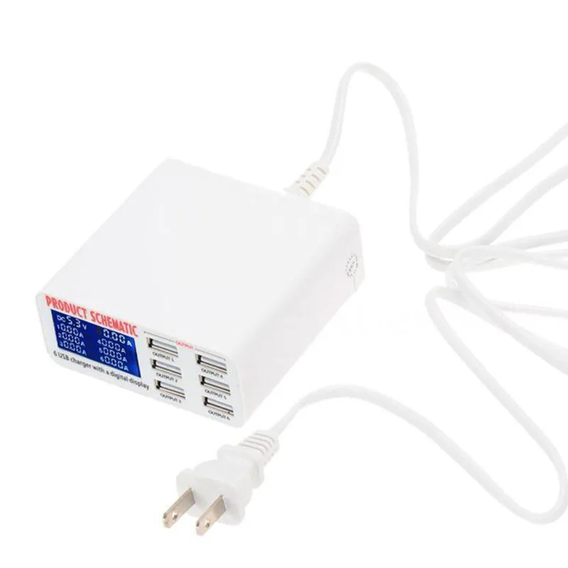 Мобильная умная Зарядная Станция 6 портов USB зарядное устройство плоское