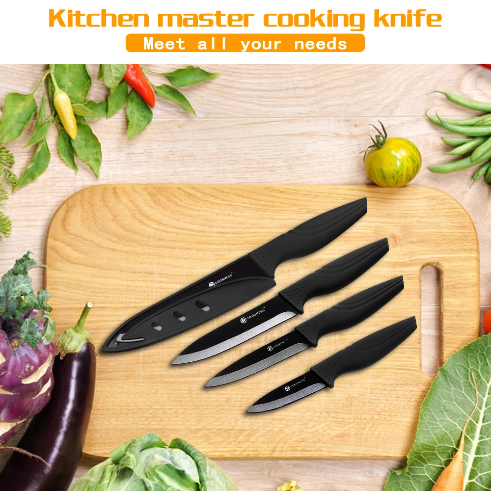 Кухонные ножи COOBNESS с оксидом циркония черное лезвие 3 &quot4&quot 5 &quot6&quot Керамический