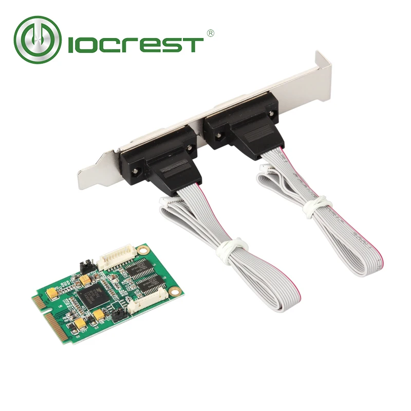 IOCREST Mini PCIe 2 Port s Rs232 Db9 Com полуразмерный последовательный порт PCI Express карта