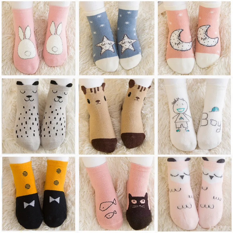 

AiKway Infant Baby Socks Cotton Anti slip Newborn Socks Boys Girls Children Socks Cartoon Jacquard Baby Floor Socks