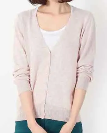 2019 Knitted Button V neck Casual Cardigans Basic Hot Sale Factory Cashmere Blend Sweater Women Fashion KFP608 |