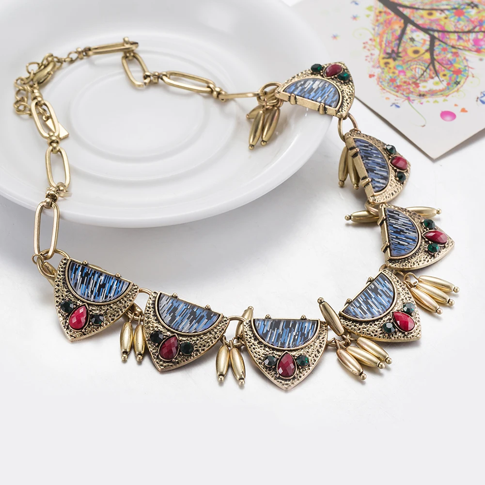 Chocker ожерелье Шарм Винтаж Для женщин кулон цепи кристалл колье Коренастый