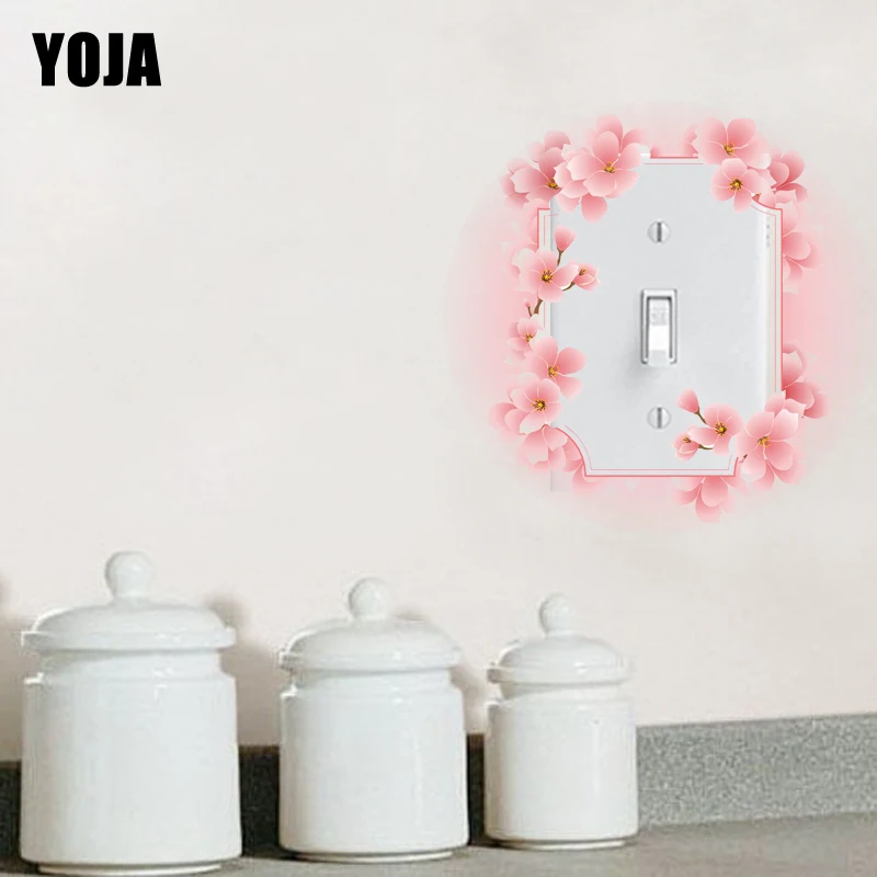 YOJA мультфильм розовый милый цветок вокруг переключатель ПВХ наклейка в