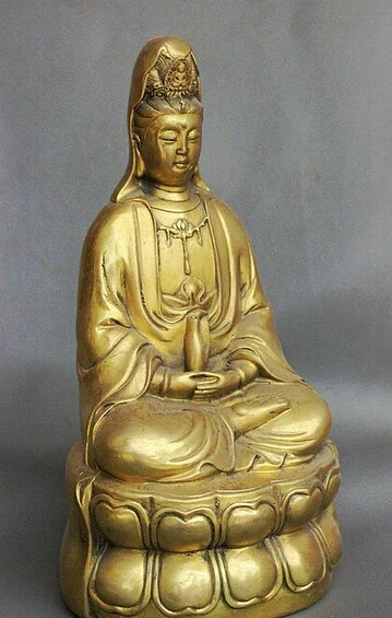 SUIRONG 1227 + 11 &quotКитайский висячий латунный стул Lotus GuanYin Kwan-yin богиня ваза с Буддой