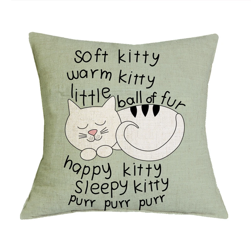 Cute Decorative Home Cotton Linen Pillow Case Cover Living Room Bed Chair Seat Waist Throw Cushion Lovely Cat Pillowcases | Дом и сад