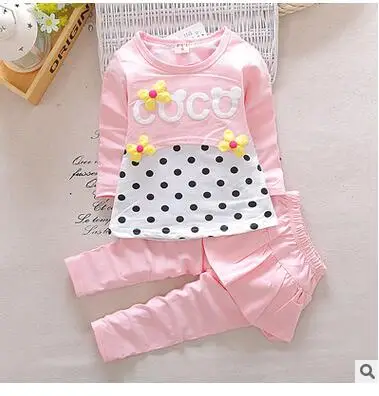 2017 Spring model of children's wear girl's suit han edition medium and small children false three-piece dot foreign tra | Детская