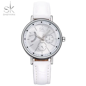 Часы наручные SK женские с кожаным ремешком, брендовые Модные кварцевые аналоговые, 2017