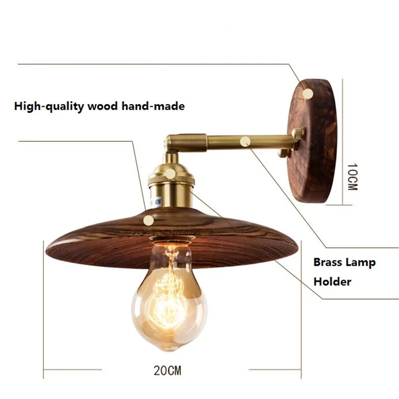 Industrial Vintage Switch Rotating Sconce Wall Lights For Home Decor Loft LED Edison Bedside Lamp Wood Luminaire Lighting | Лампы и
