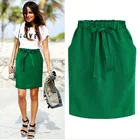 Весенне-осенние элегантные миди-юбки Женская деловая юбка-карандаш хлопок эластичный облегающий талию, бедра юбка бант юбка зеленый