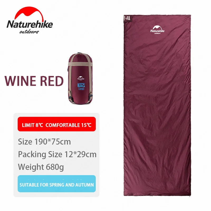 Red 190x75cm Naturehike 2 человека спальный мешок конверт Тип сплайсинга портативный открытый сверхлегкий спальный мешок весна осень Кемпинг Туризм - Цвет: Red 190x75cm