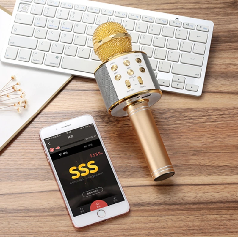 Беспроводной bluetooth микрофон. Портативный микрофон для караоке USB KTV player. 3
