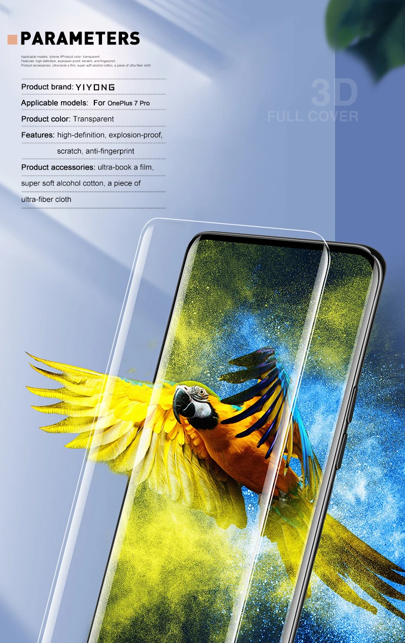YIYONG 5D полное покрытие закаленное стекло для OnePlus 7 T 6 One Plus 7 T 6T Защита экрана для OnePlus 7 7 T Pro 3D изогнутое стекло