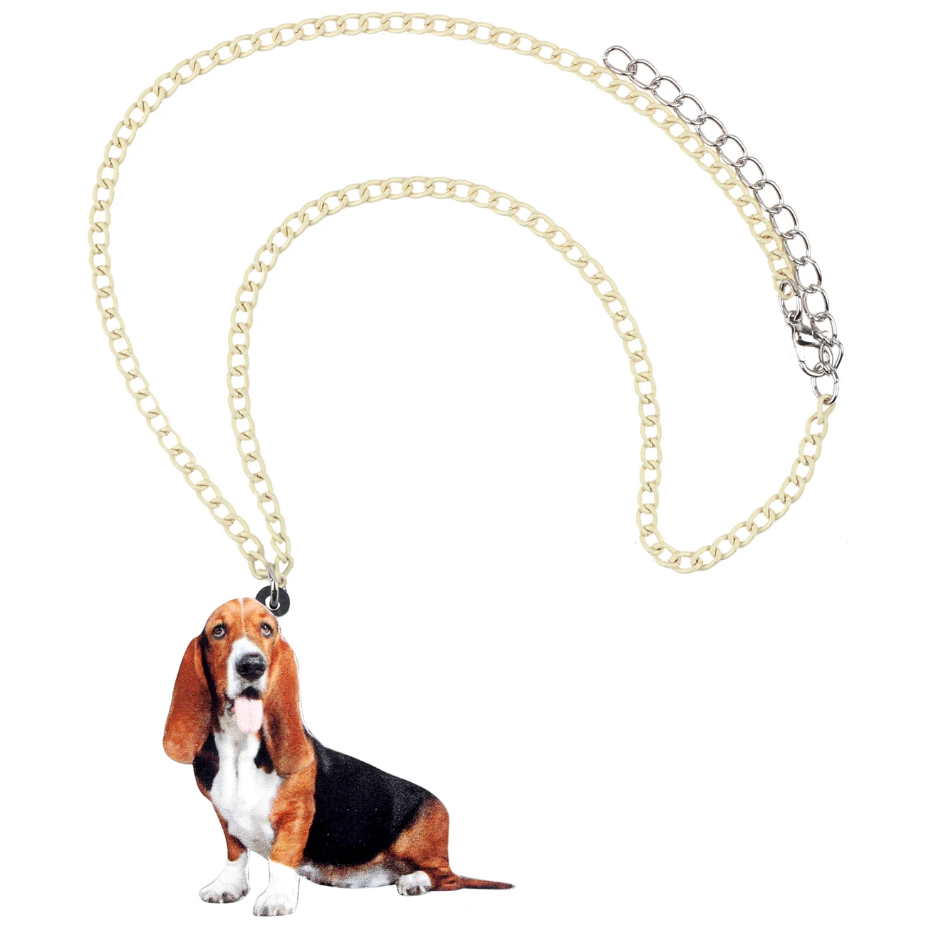 Bonsny Acrylic Cute Basset Hound Dog Necklace Pendant Chain Choker Collar Animal Pet Jewelry For Women Girls Teens Accessories | Украшения