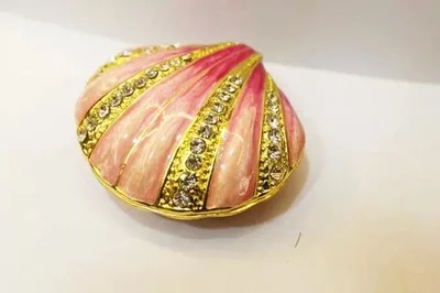 YUNGE 2.6&quot Metal Purple Shells Figurine Women Jewelry Storage Box Wedding Decor Colorful Crystal Basket Magnet Crafts | Дом и сад